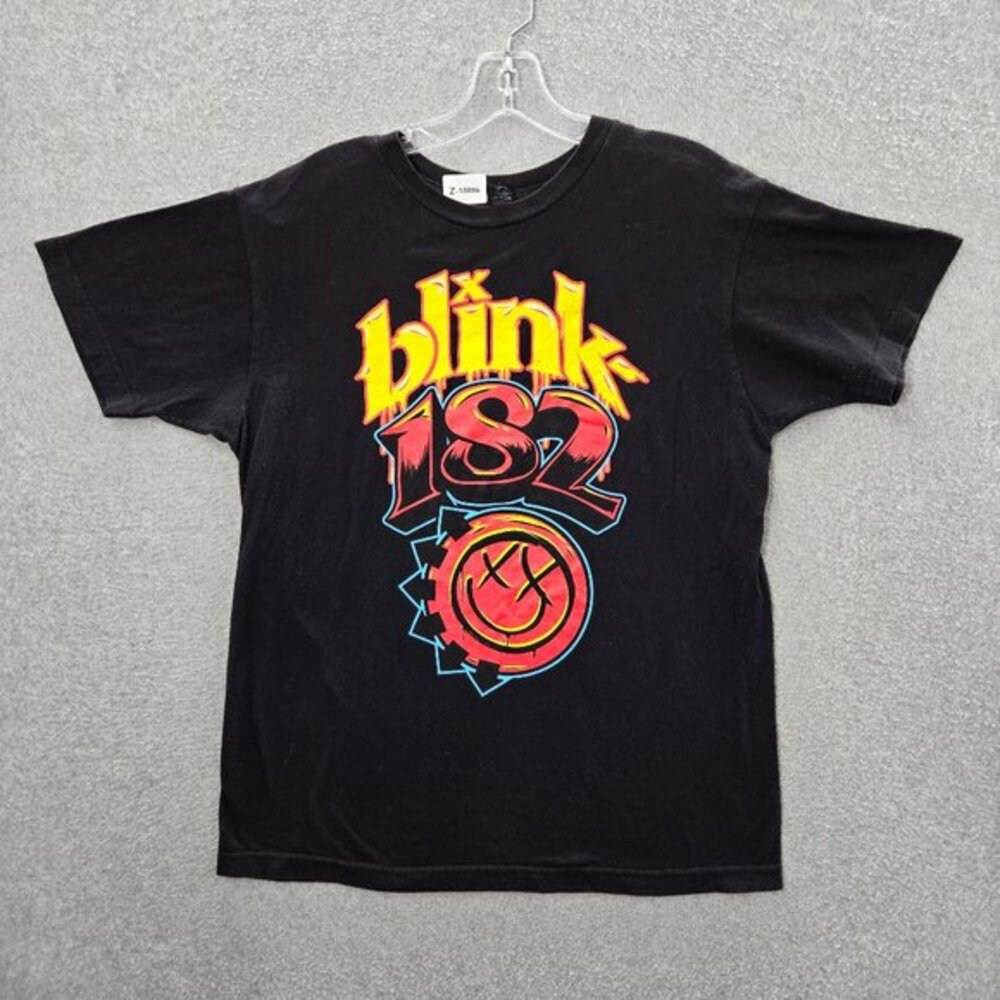 Blink 182 Men Shirt Medium Black 20th Anniversary Graphic Crew Neck Short Sleeve